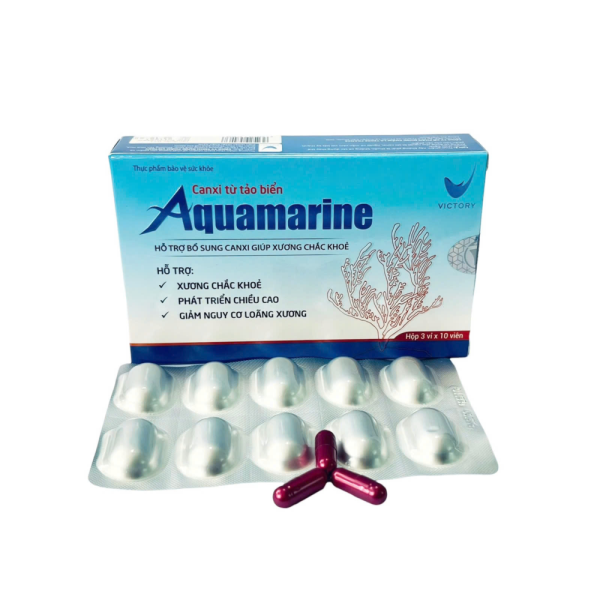Canxi từ tảo biển AQUAMARINE – HỖ TRỢ BỔ SUNG CANXI GIÚP XƯƠNG CHẮC KHOẺ (HỘP 3 VỈ X 10 VIÊN)