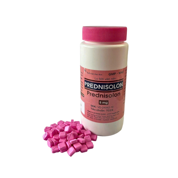 PREDNISOLON 5MG – ĐIỀU TRI VÀ/HOẶC ỨC CHẾ CÁC CHỨNG VIÊM VÀ DỊ ỨNG (LỌ 500 VIÊN)