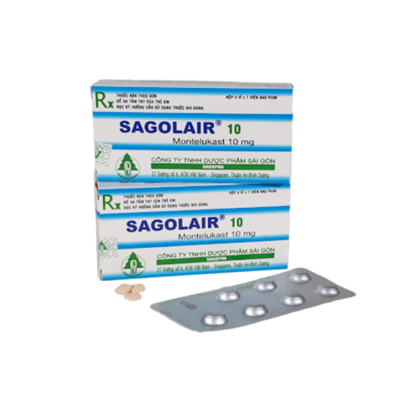 SAGOLAIR 10 – ĐIỀU TRỊ HEN PHẾ QUẢN MẠN TÍNH (HỘ 4 VỈ X 7 VIÊN)