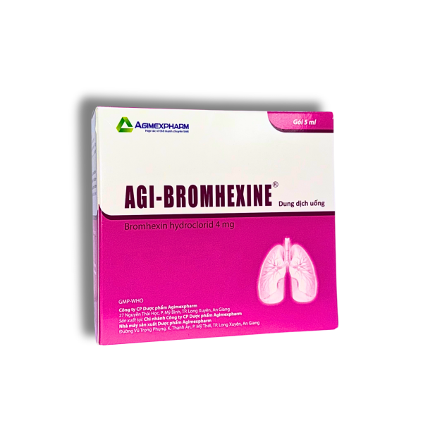 DUNG DỊCH UỐNG AGI-BROMHEXIN LÀM LOÃNG ĐỜM TRONG CÁC BỆNH PHẾ QUẢN PHỔI CẤP VÀ MẠN TÍNH (HỘP 30 GÓI X 5ML)