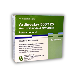 BỘT PHA HỖN DỊCH UỐNG ARDINECLAV 500/125 ĐIỀU TRỊ NGẮN NGÀY NHIỄM KHUẨN(1 HỘP 12 GÓI)