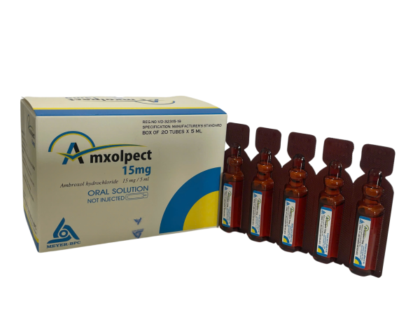 DUNG DỊCH UỐNG AMXOLPECT – LÀM LONG ĐỜM TRONG CÁC BỆNH PHẾ QUẢN PHỔI CẤP VÀ MẠN TÍNH (HỘP 20 ỐNG X 5ML)