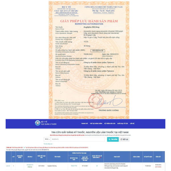 THUỐC AUGTIPHA 562,5MG – ÐIỀU TRỊ TRONG THỜI GIAN NGẮN CÁC LOẠI NHIỄM KHUẨN