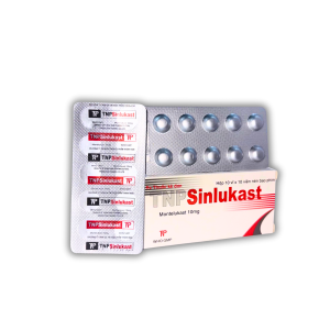 TNPSINLUKAST (MONTELUKAST 10 MG) – ĐIỀU TRỊ HEN SUYỄN VÀ VIÊM MŨI DỊ ỨNG (HỘP 10 VỈ X 10 VIÊN)