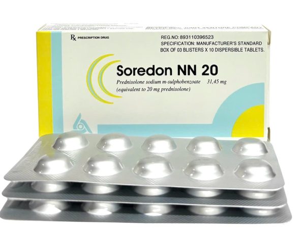 VIÊN NÉN PHÂN TÁN SOREDON NN20 – THUỐC KHÁNG VIÊM CHỐNG DỊ ỨNG (HỘP 3 VỈ X 10 VIÊN)