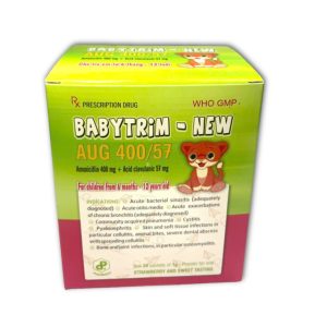 BỘT PHA HỖN DỊCH UỐNG BABYTRIM-NEW AUG 400/57 ĐIỀU TRỊ NHIỄM KHUẨN DO VI KHUẨN NHẠY CẢM (HỘP 28 GÓI)