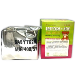 BỘT PHA HỖN DỊCH UỐNG BABYTRIM-NEW AUG 400/57 ĐIỀU TRỊ NHIỄM KHUẨN DO VI KHUẨN NHẠY CẢM (HỘP 28 GÓI)
