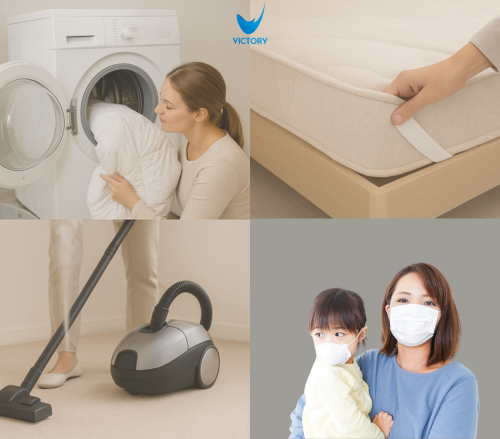 Viêm mũi dị ứng ở trẻ em: Nguyên nhân, triệu chứng và cách chăm sóc 5 Giặt chăn ga, dùng bọc nệm, hút bụi và cho trẻ đeo khẩu trang để phòng ngừa viêm mũi dị ứng