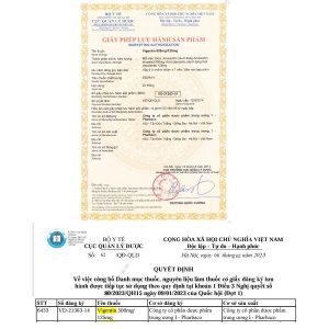 VIÊN NÉN BAO PHIM VIGENTIN 500MG/125MG – ĐIỀU TRỊ NHIỄM KHUẨN DO CÁC VI KHUẨN NHẠY CẢM